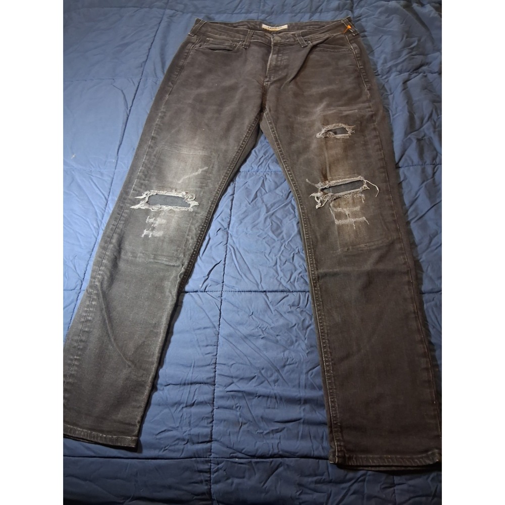 Express Jeans Mens 34x32 Black Hyper Stretch‎ Skinny Denim Pants Casual Distress